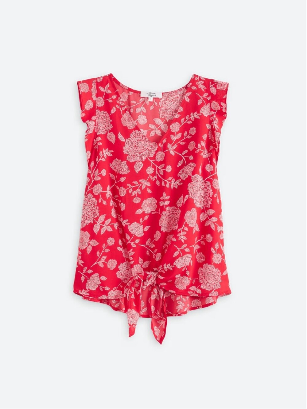 Coral Floral Flutter Sleeve Top - Women's